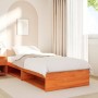 Sofá cama con colchón madera maciza pino marrón cera 90x200 cm