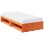 Sofá cama con colchón madera maciza pino marrón cera 90x200 cm