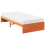 Sofá cama con colchón madera maciza pino marrón cera 90x200 cm