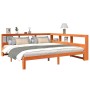 Cama con estantería sin colchón madera maciza marrón 180x200cm