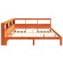 Cama con estantería sin colchón madera maciza marrón 180x200cm