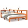 Cama con estantería sin colchón madera maciza marrón 140x190 cm