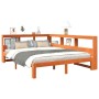Cama con estantería sin colchón madera maciza marrón 140x190 cm