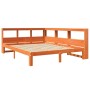 Cama con estantería sin colchón madera maciza marrón 140x190 cm