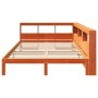 Cama con estantería sin colchón madera maciza marrón 140x190 cm