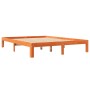 Cama con estantería sin colchón madera maciza marrón 140x190 cm