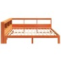 Cama con estantería sin colchón madera maciza marrón 140x190 cm
