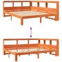 Cama con estantería sin colchón madera maciza marrón 140x190 cm