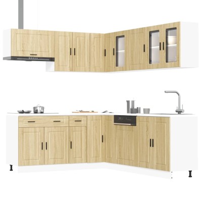 Mueble cocina Porto roble sonoma 11 pzas madera contrachapada
