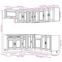 Mueble cocina Porto roble sonoma 11 pzas madera contrachapada