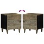 Mesita de noche de madera maciza de mango gris claro 40x33x46cm