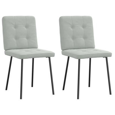 Sillas de comedor 2 unidades terciopelo gris claro