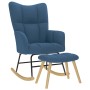 Sillón mecedora con taburete tela azul