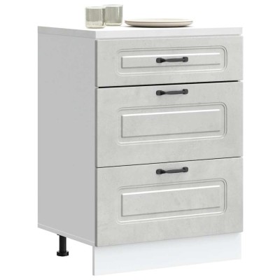 Mueble bajo de cocina Kalmar madera de ingeniería gris hormigón