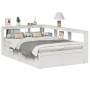 Cama con estantería sin colchón madera maciza blanca 140x190 cm