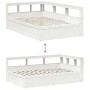 Cama con estantería sin colchón madera maciza blanca 140x190 cm