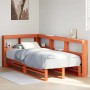 Cama con estantería sin colchón madera maciza marrón 90x190 cm
