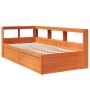 Sofá con estantería sin colchón madera maciza marrón 90x200 cm