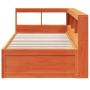Sofá con estantería sin colchón madera maciza marrón 90x200 cm