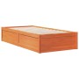 Sofá con estantería sin colchón madera maciza marrón 90x200 cm
