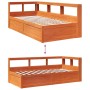 Sofá con estantería sin colchón madera maciza marrón 90x200 cm