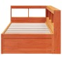 Cama con estantería sin colchón madera maciza marrón 75x190 cm