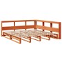 Cama con estantería sin colchón madera maciza marrón 180x200cm