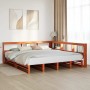 Cama con estantería sin colchón madera maciza marrón 180x200cm