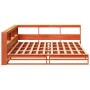 Cama con estantería sin colchón madera maciza marrón 180x200cm