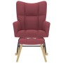 Sillón mecedora con taburete tela rojo tinto