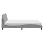 Cama con colchón de tela gris claro 160x200 cm