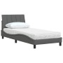 Cama con colchón tela gris oscuro 90x190 cm