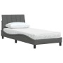 Cama con colchón tela gris oscuro 90x200 cm