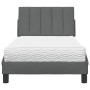 Cama con colchón tela gris oscuro 90x200 cm