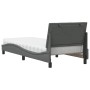 Cama con colchón tela gris oscuro 90x200 cm