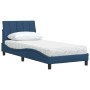 Cama con colchón tela azul 80x200 cm