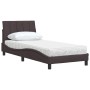 Cama con colchón tela marrón oscuro 90x200 cm