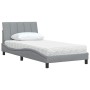 Cama con colchón tela gris claro 100x200 cm