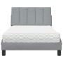 Cama con colchón tela gris claro 100x200 cm