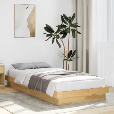 Estructura de cama sin colchón 100x200cm madera maciza de roble
