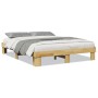 Estructura de cama sin colchón 135x190 cm madera maciza roble