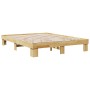 Estructura de cama sin colchón 135x190 cm madera maciza roble