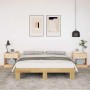 Estructura de cama sin colchón 135x190 cm madera maciza roble