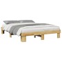 Estructura de cama sin colchón 135x190 cm madera maciza roble