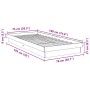 Estructura de cama sin colchón 75x190 cm madera maciza roble