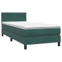 Cama box spring con colchón terciopelo verde oscuro 80x220 cm