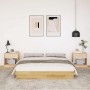 Estructura de cama sin colchón 160x200 cm madera maciza roble