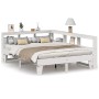 Cama con estantería sin colchón madera maciza blanca 150x200 cm