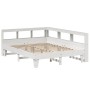 Cama con estantería sin colchón madera maciza blanca 150x200 cm