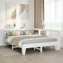 Cama con estantería sin colchón madera maciza blanca 150x200 cm